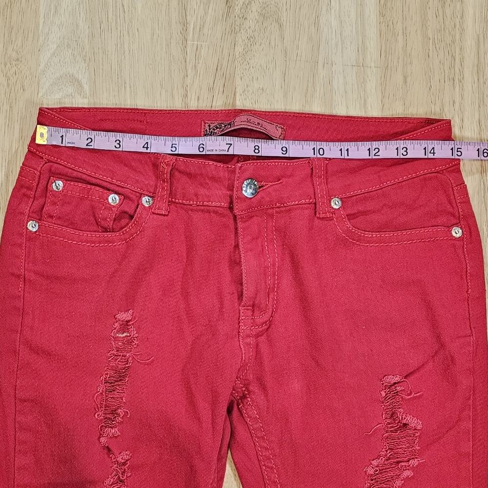 Red Distressed Style Jeans - Picture 8 of 12